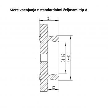 Vpenjalna glava M 95 z standardnimi čeljustmi tip A