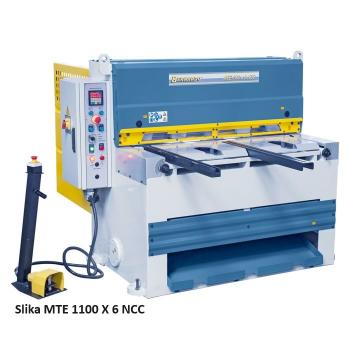 Elektro škarje MTE 1360 x 6 NCC / motorno nastavljiv omejilec / izmet pločevine spredaj ali zadaj 