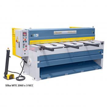 Elektro škarje MTE 1360 x 3 NCC / motorno nastavljiv omejilec / izmet pločevine spredaj ali zadaj